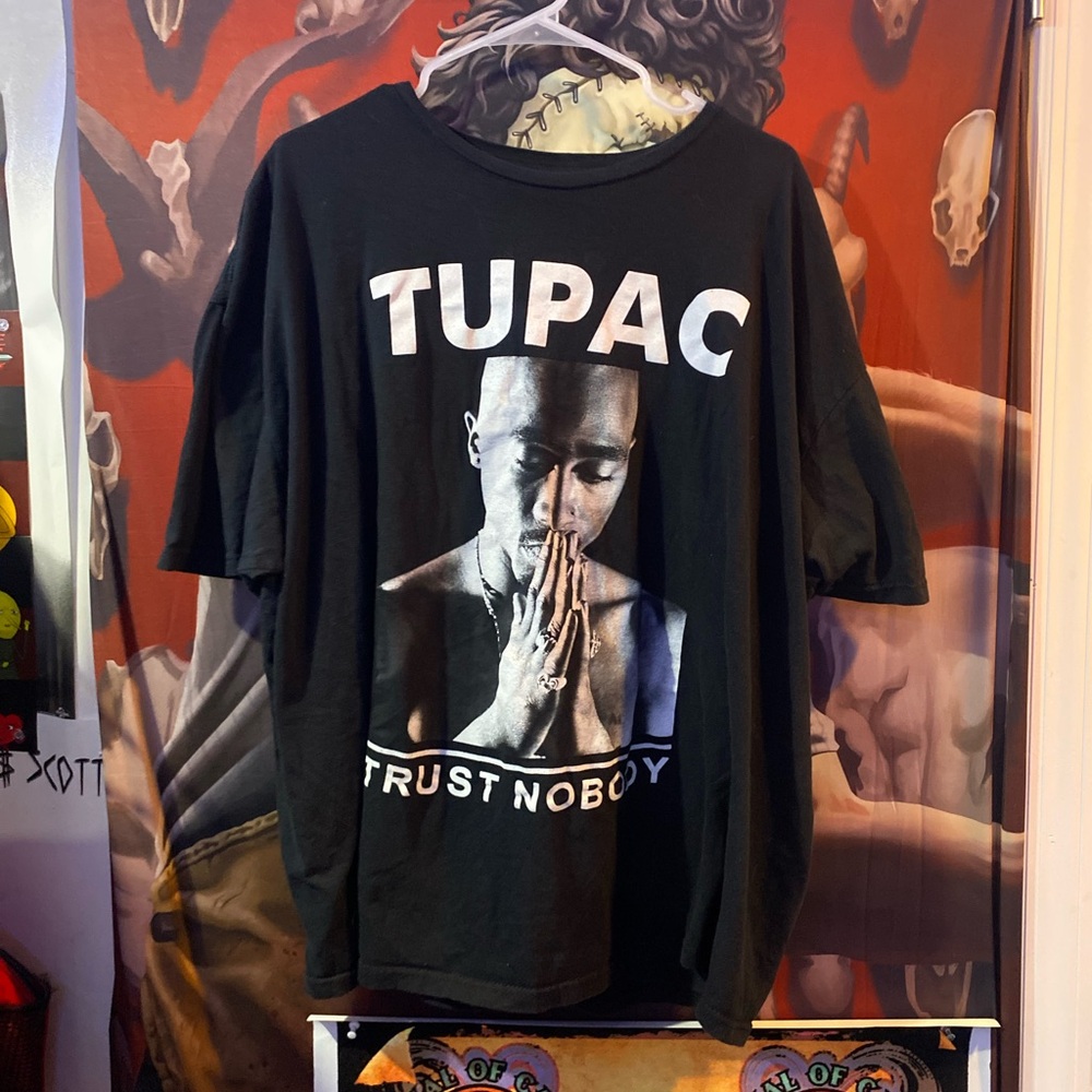 Men’s Size 3XL Tupac T Shirt Black White Used Rap Retro